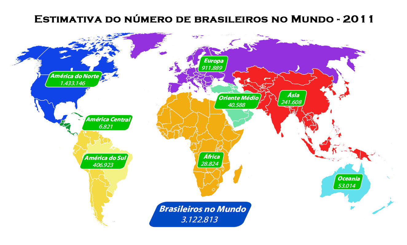 Descubra quais são os países com mais e menos brasileiros no mundo